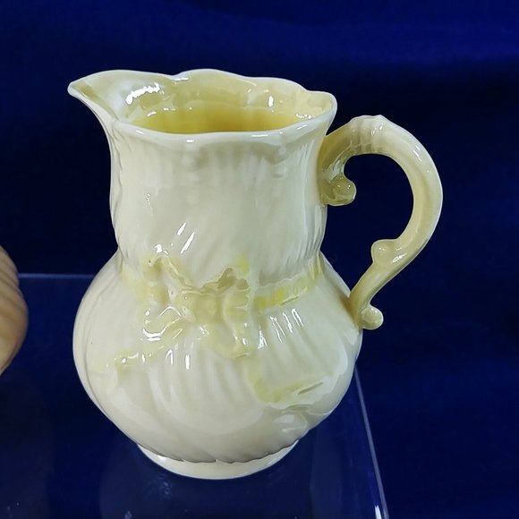 Belleek Sugar Creamer Set Ribbon and Bow Vintage Set Made in Ireland - Picture 2 of 11